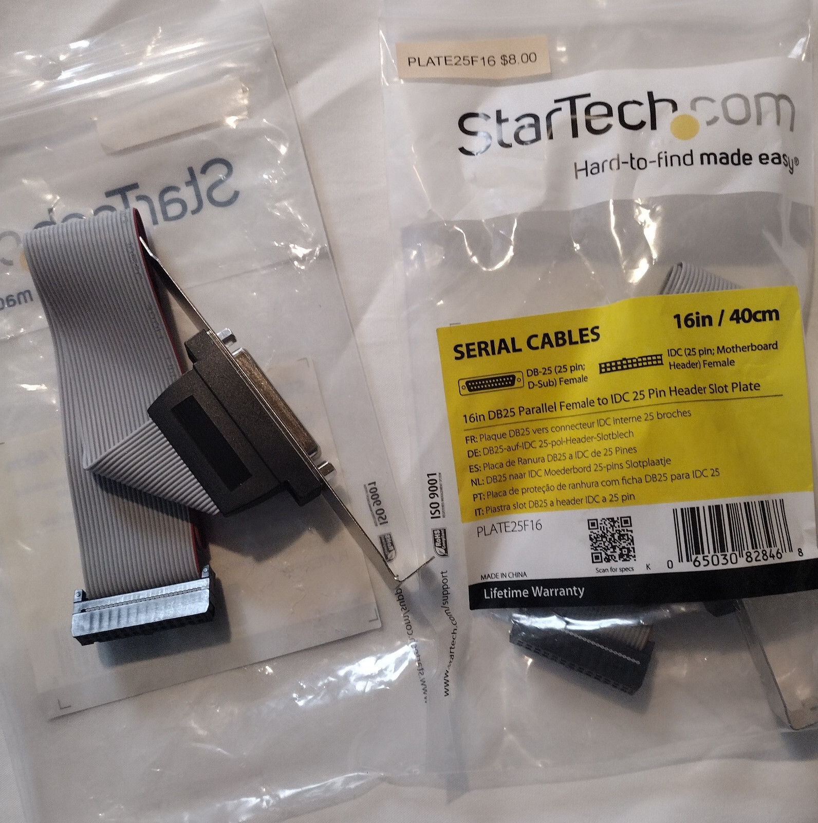 StarTech 16in DB25 Parallel Female to IDC 25 Pin Header Slot Plate  PLATE25F16