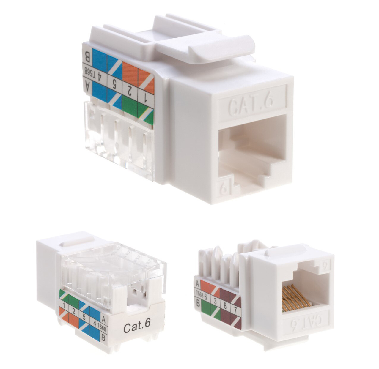 CAT6 Keystone Jack 8P8C 110 Punchdown RJ45 Ethernet 45 Degree Plug Pack LOT