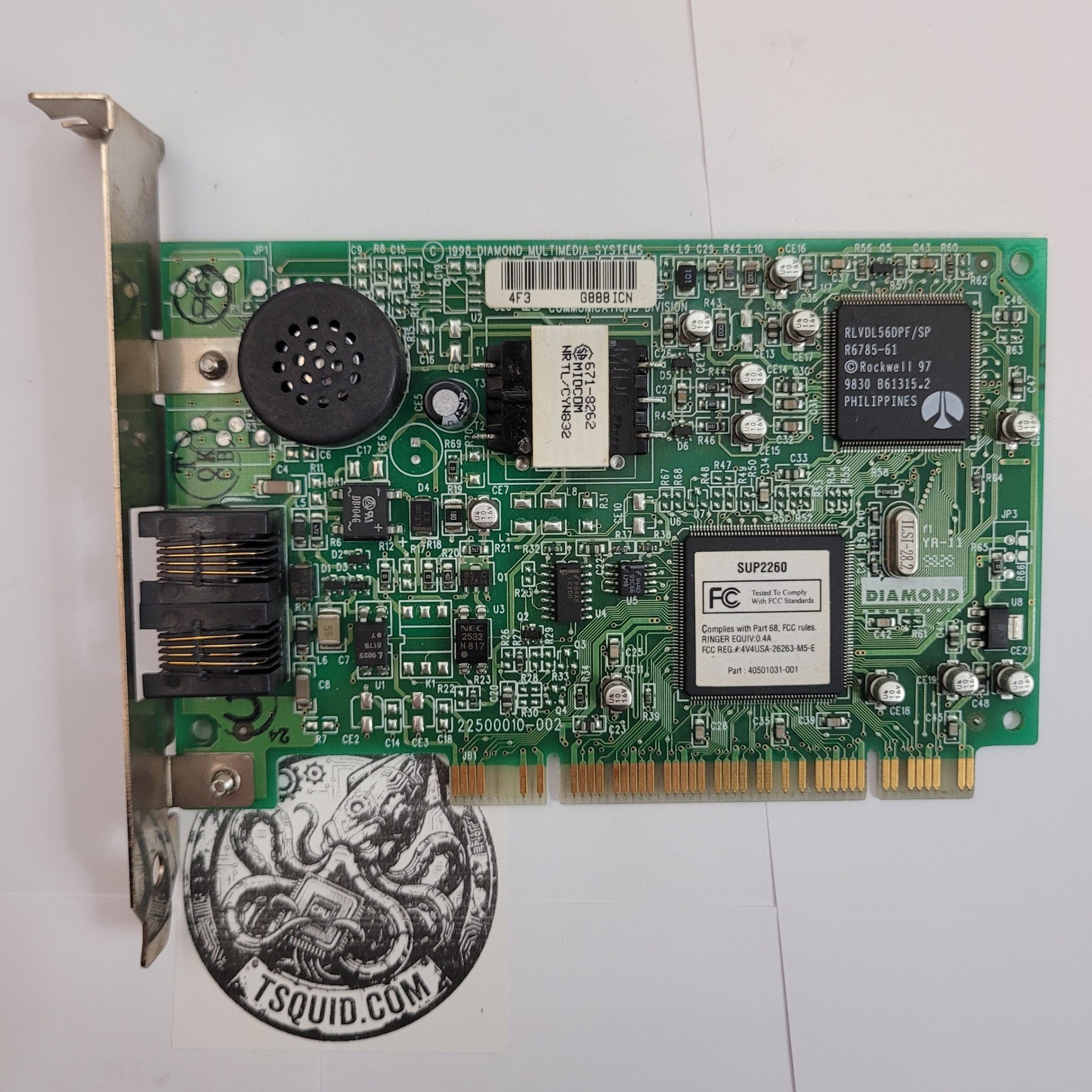 Diamond Multimedia Modem 23540020-002 Rockwell R6785-61 PCI Vintage 56K Voice