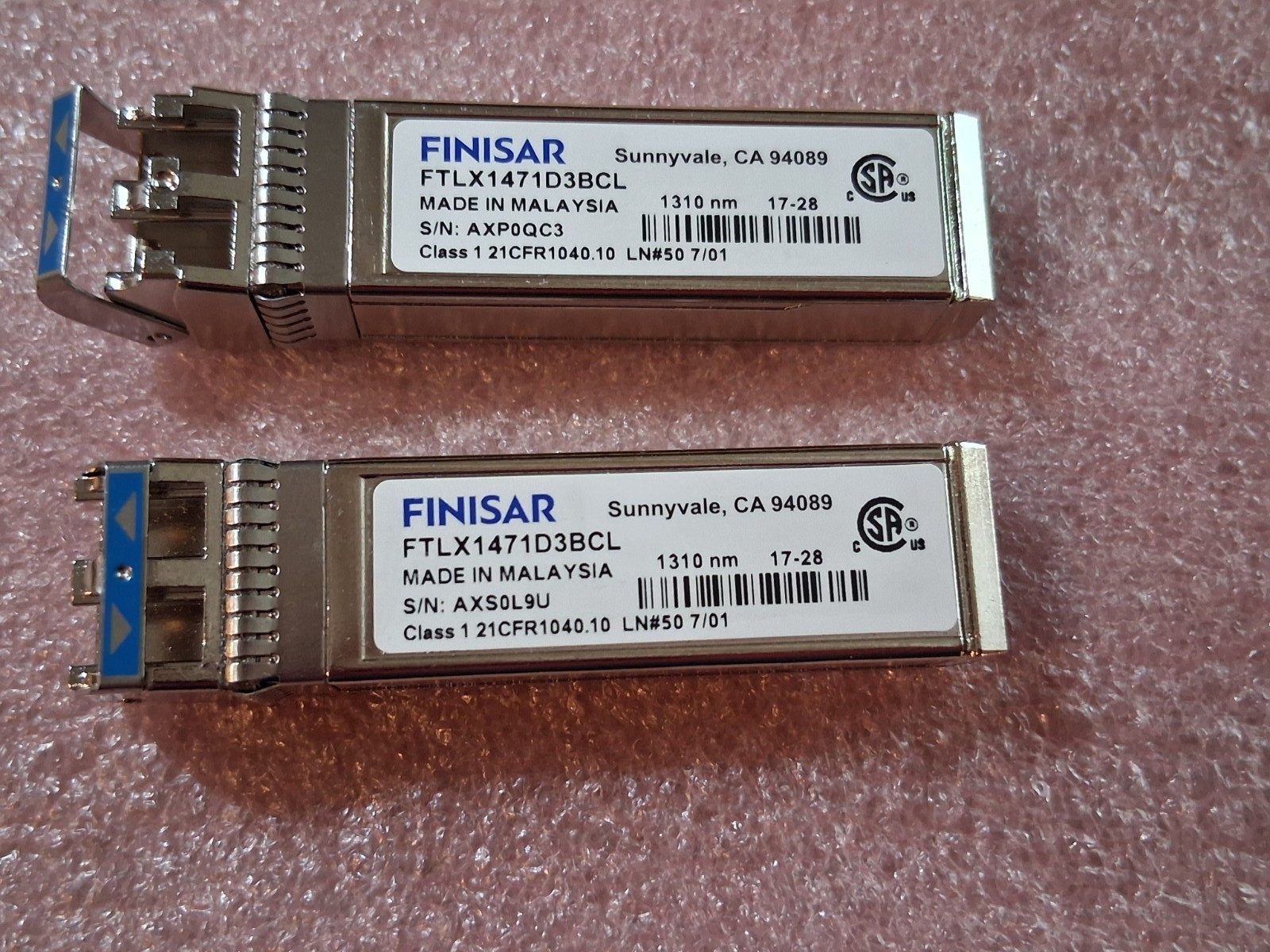 FTLX1471D3BCL Finisar 10Gb 10km 1310nm Single Mode Datacom SFP+ Transceiver x2