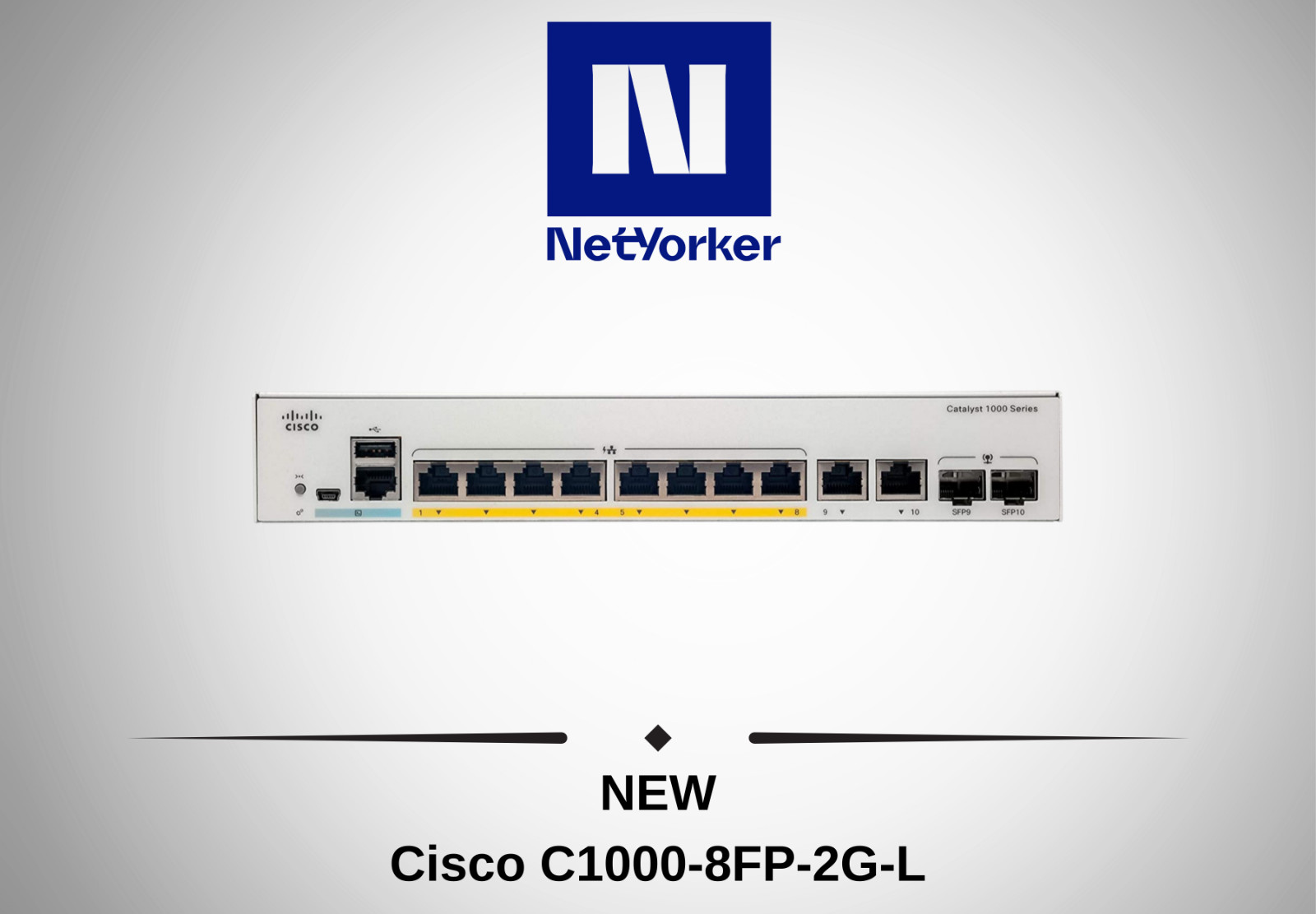 NEW Cisco C1000-8FP-2G-L 8 Port PoE Smart Eligible  Gigabit Ethernet Switch