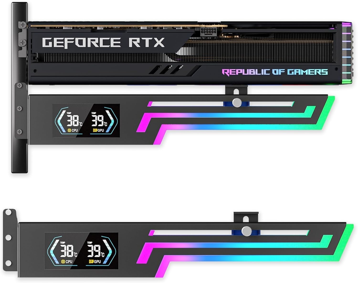 ARGB GPU Support Bracket with CPU GPU Temp Display Adjustable