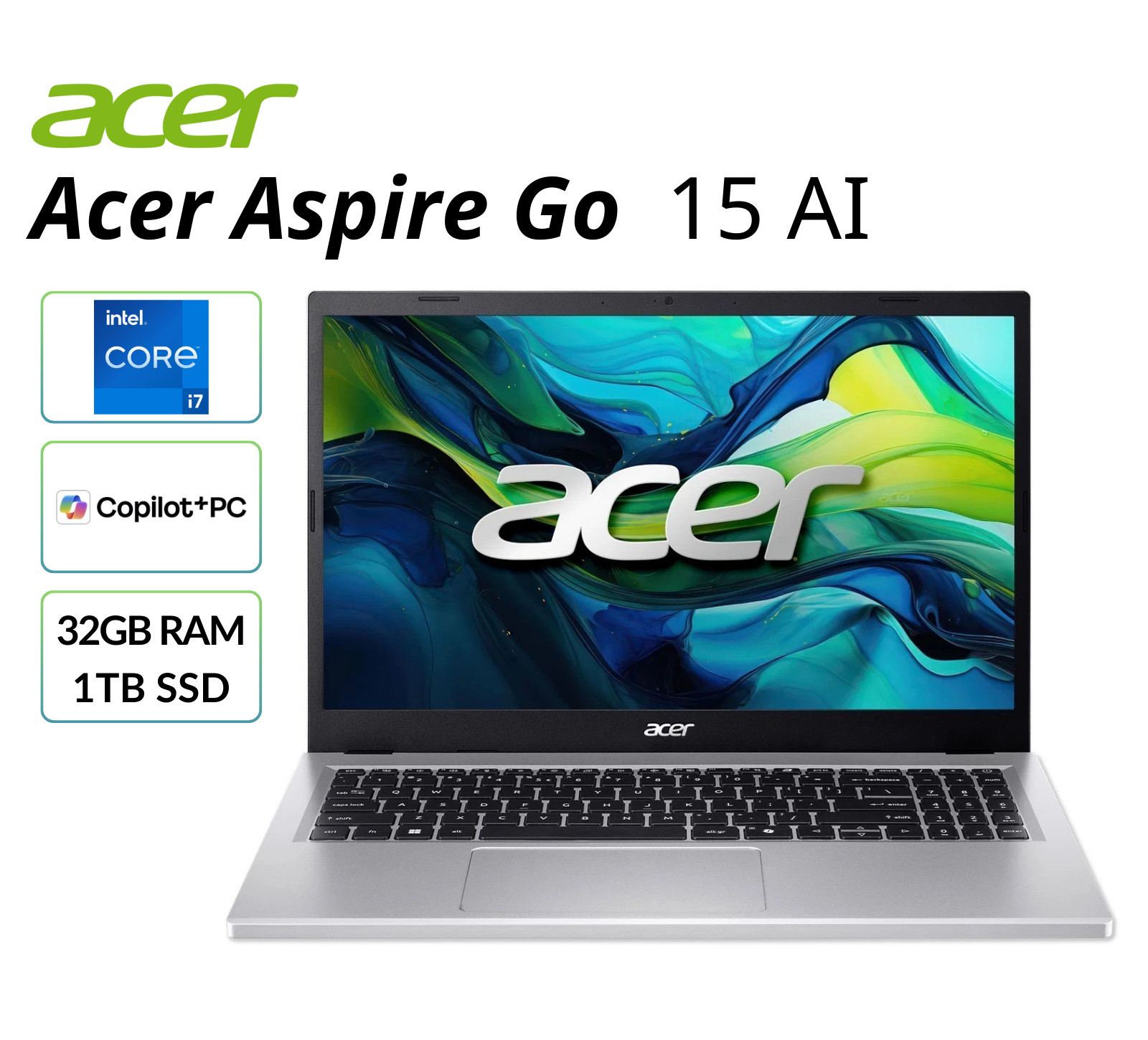 Acer Aspire Go 15 AI Laptop 15.6" Intel Core i7 32GB RAM 1TB SSD AG15-71PT-7378
