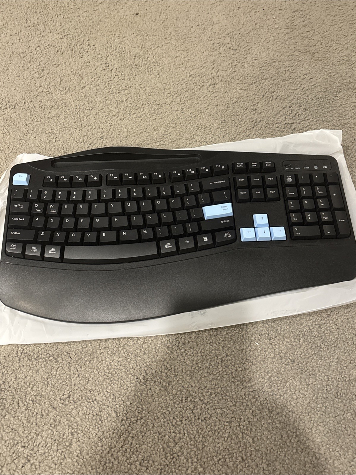 Faadar Wireless Keyboard and Mouse Combo Ergonomic Wave Design Full Size Black