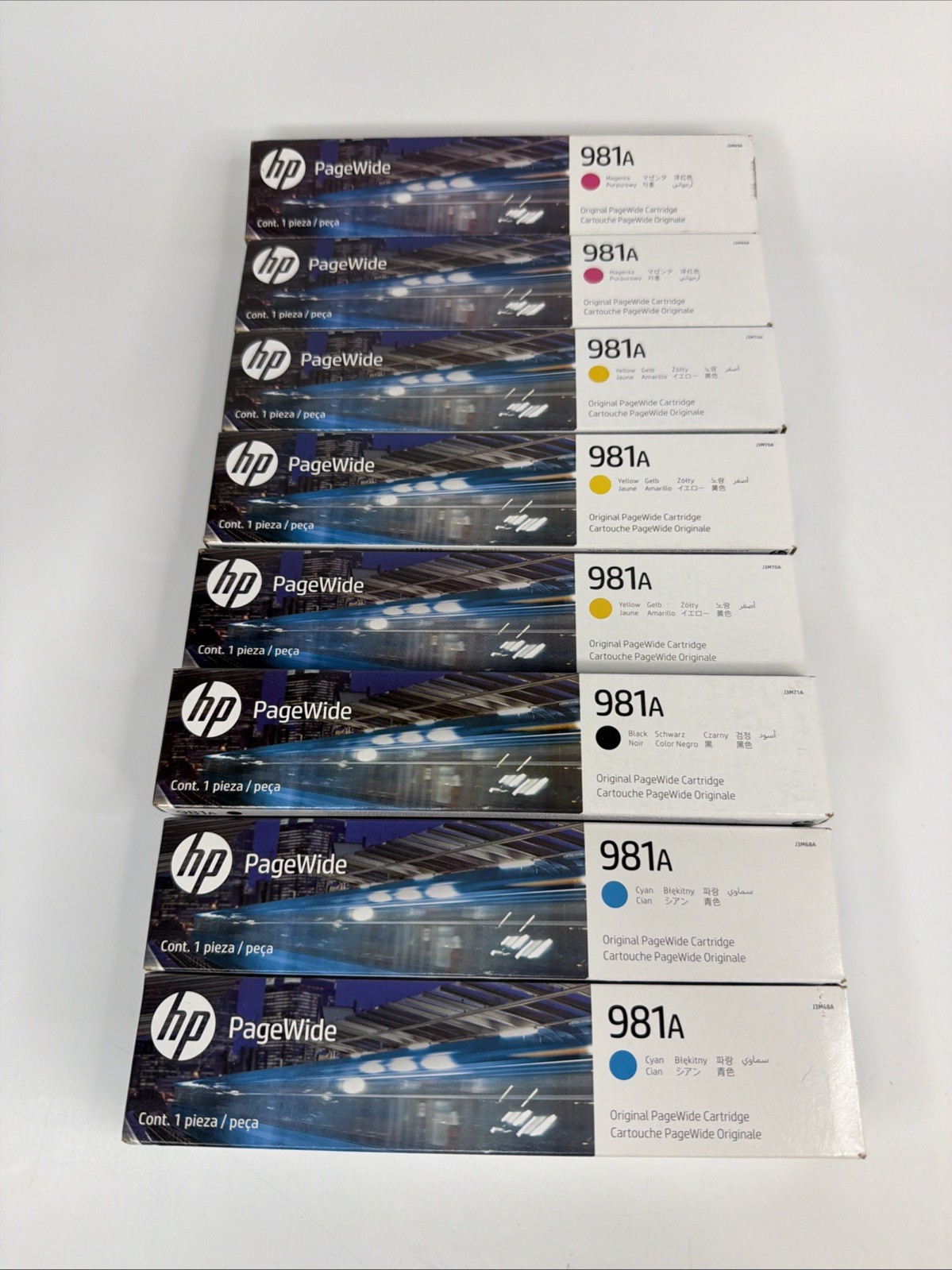 2022 GENUINE SET 8 HP 981A CARTRIDGES PageWide Enterprise Yellow black Blue