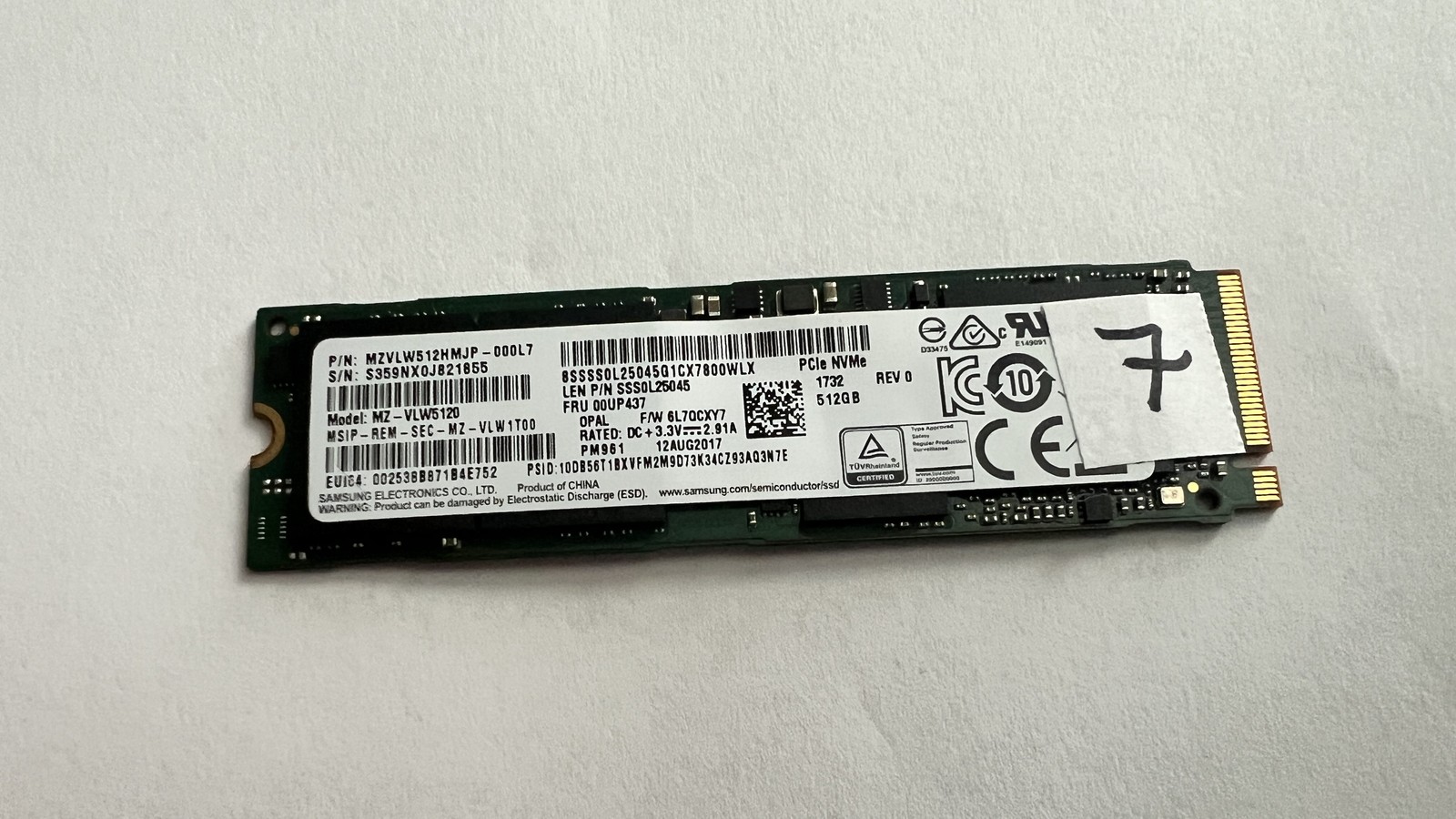 Samsung PM871b 512GB M.2 2280 SATA SSD MZ-NLN512C 7