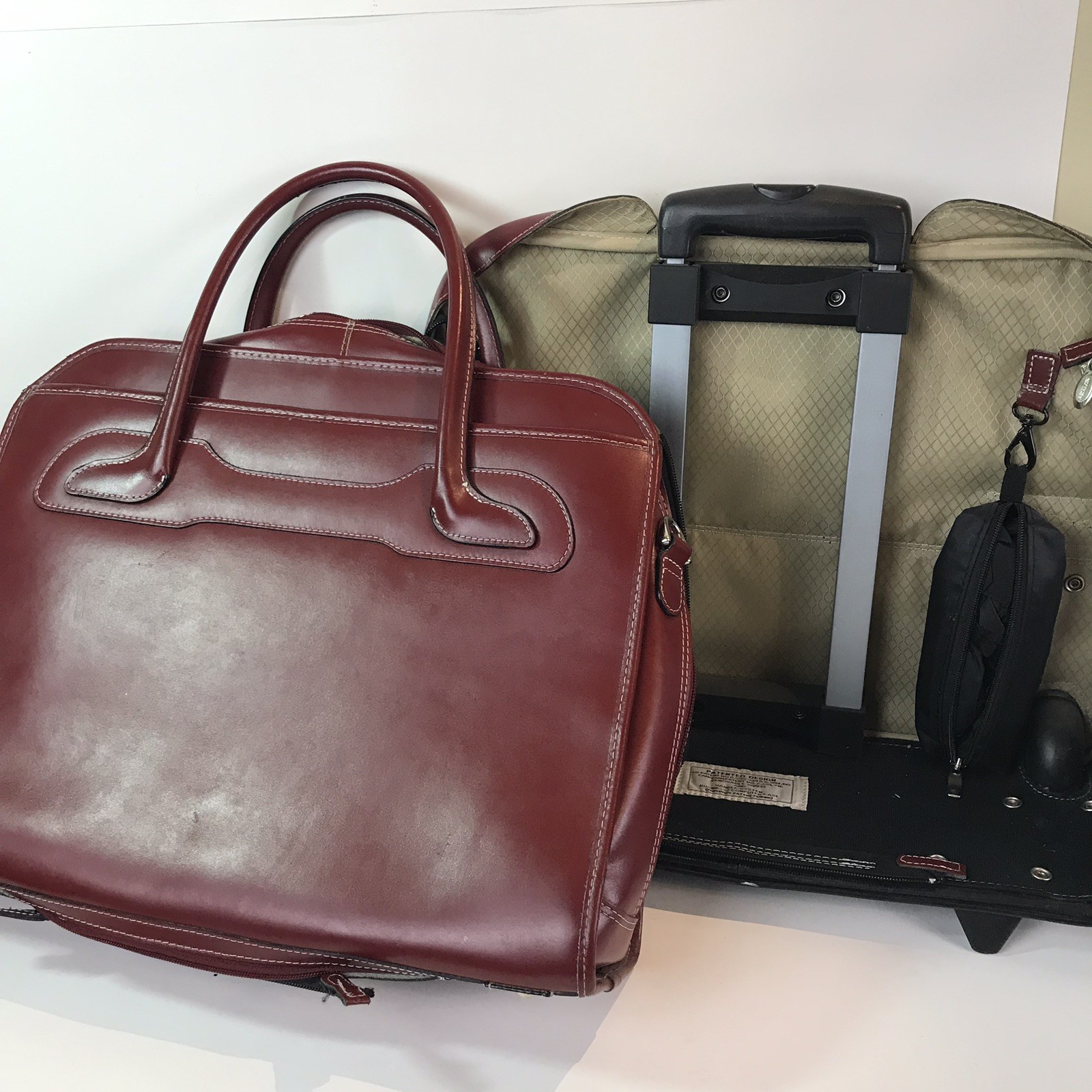 McKlein Willowbrook Red Detachable-Wheeled Rolling Laptop Briefcase