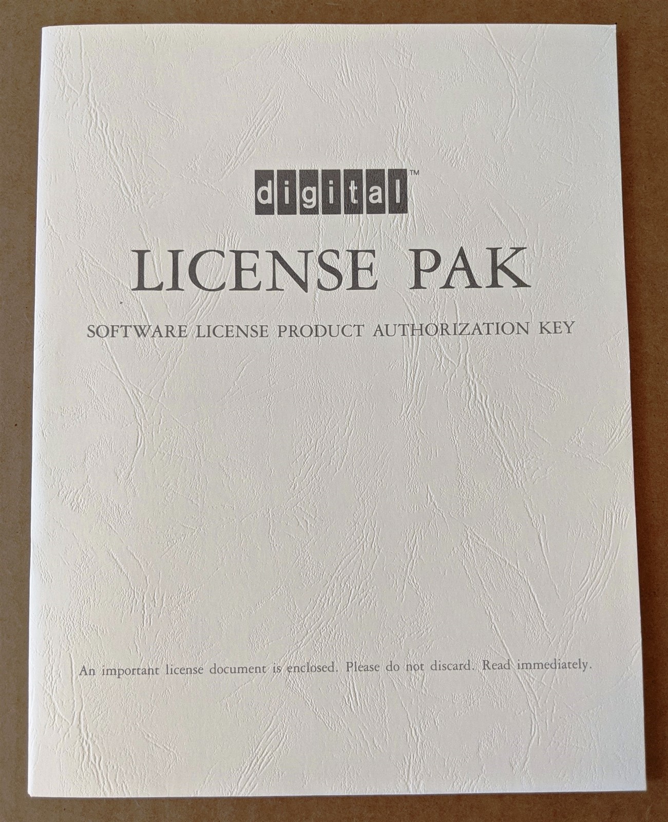 Vtg 1991 VAX VMS Digital DEC Equipment License PAK Key Certificates w/Folder L