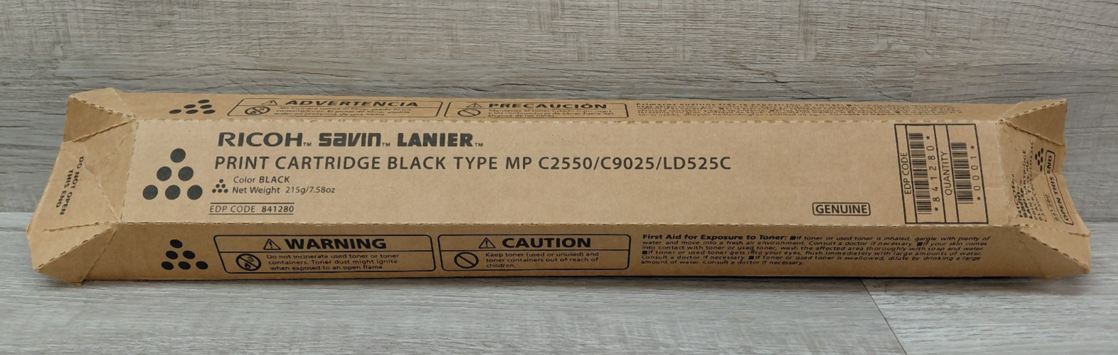 Ricoh Orignal # 841280 Black Toner Cartridge For Use in: MP-C2550-C9025-LD525C