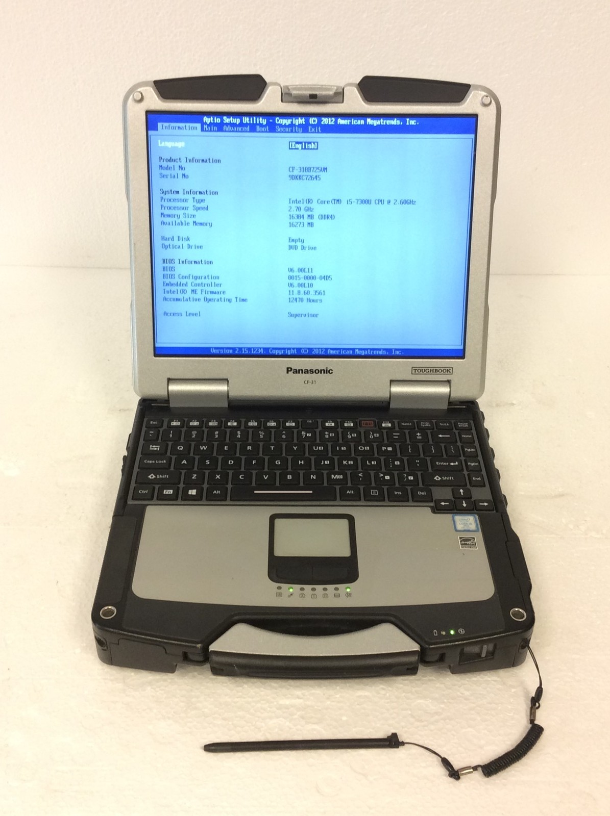Panasonic Toughbook CF-31 MK6 i5-7300U 2.60Ghz 13.1" Touch w/ 16GB DDR4, No HD