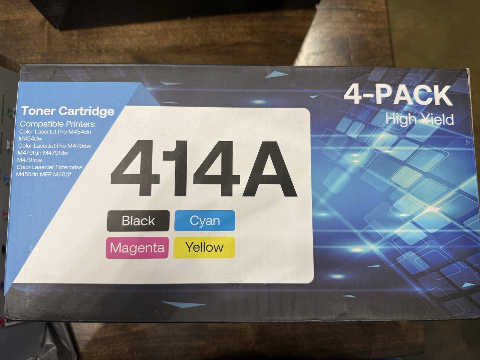 Toner Cartridge 414A Black Cyan Magenta Yellow, 4 Pack High Yield, New EXP 4/26