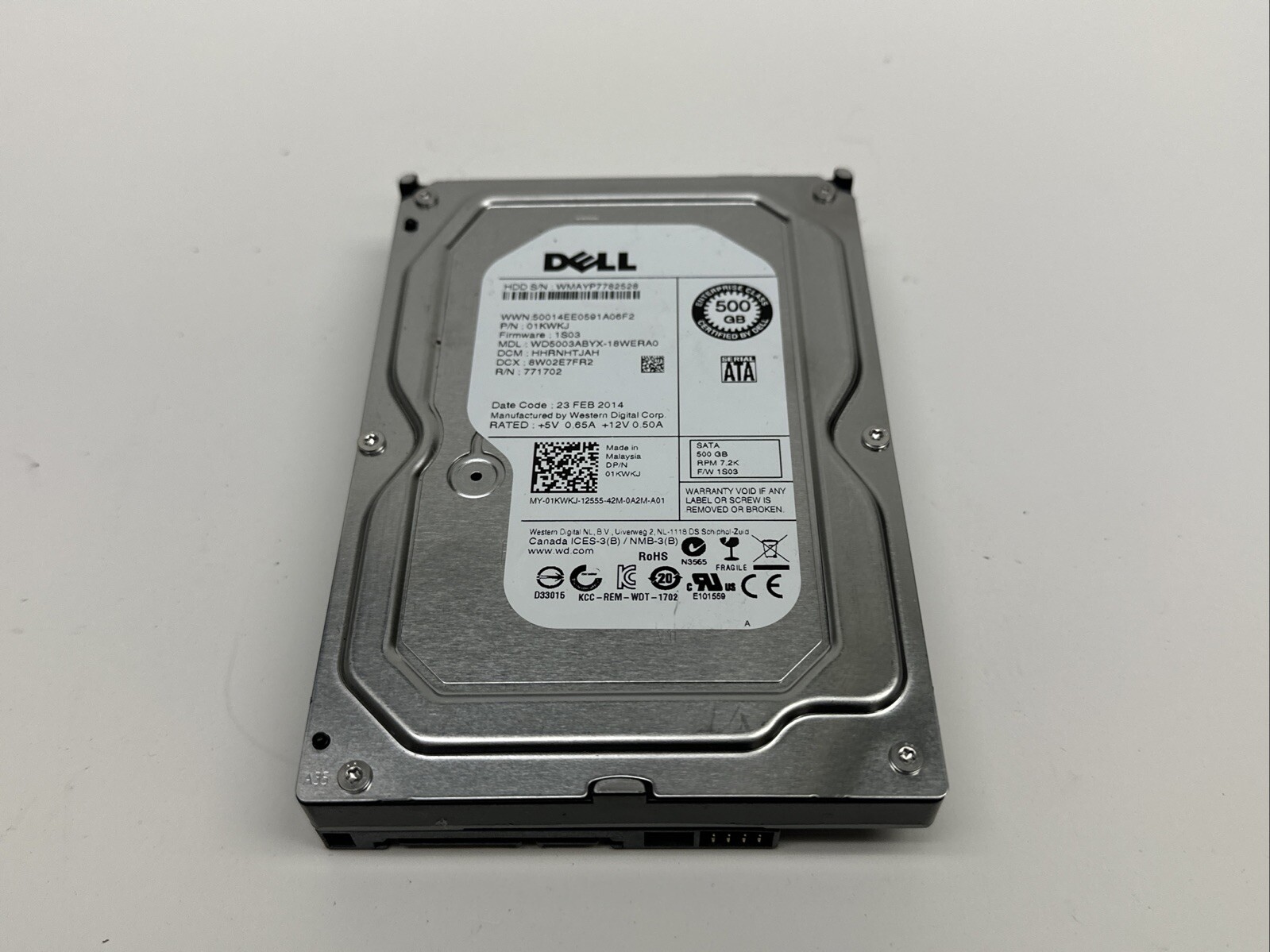 Dell WD5003ABYX-18WERA0 500 GB Hard drive 01KWKJ