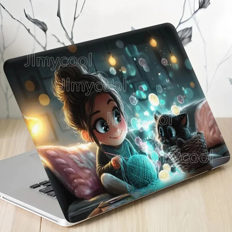 2PCS [European and American Style] Cute Cat and Little Girl Weaving Scene