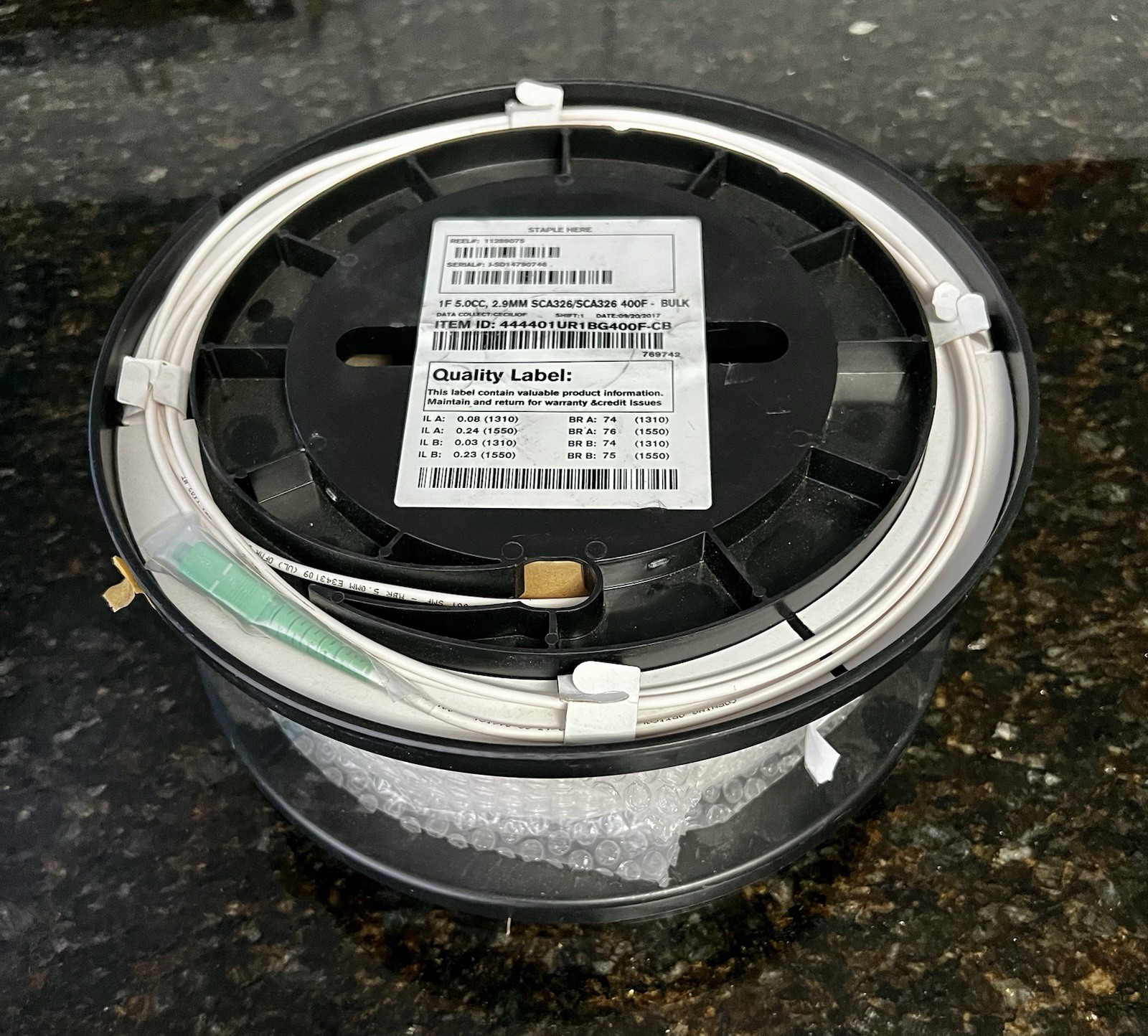 Corning 400 feet Fiber Optic Cable 1F 5.0CC 2.9MM SCA326 /SCA326 400F