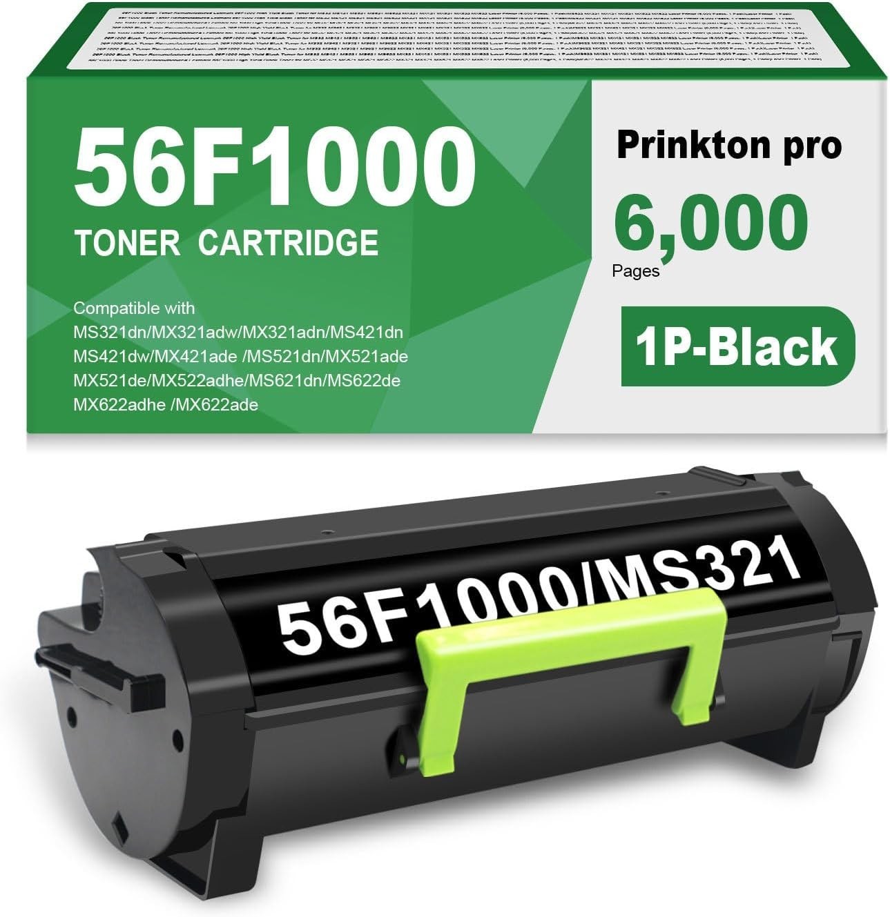Compatible 56F1000 High Yield Black Toner Cartridge Compatible with Lexmark 56F1