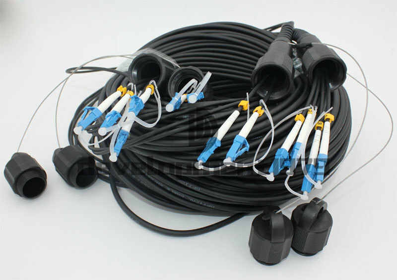 50M LC-LC SM 6 Strand Armored Field TPU Cable Optical Patch Cord Waterproof Head