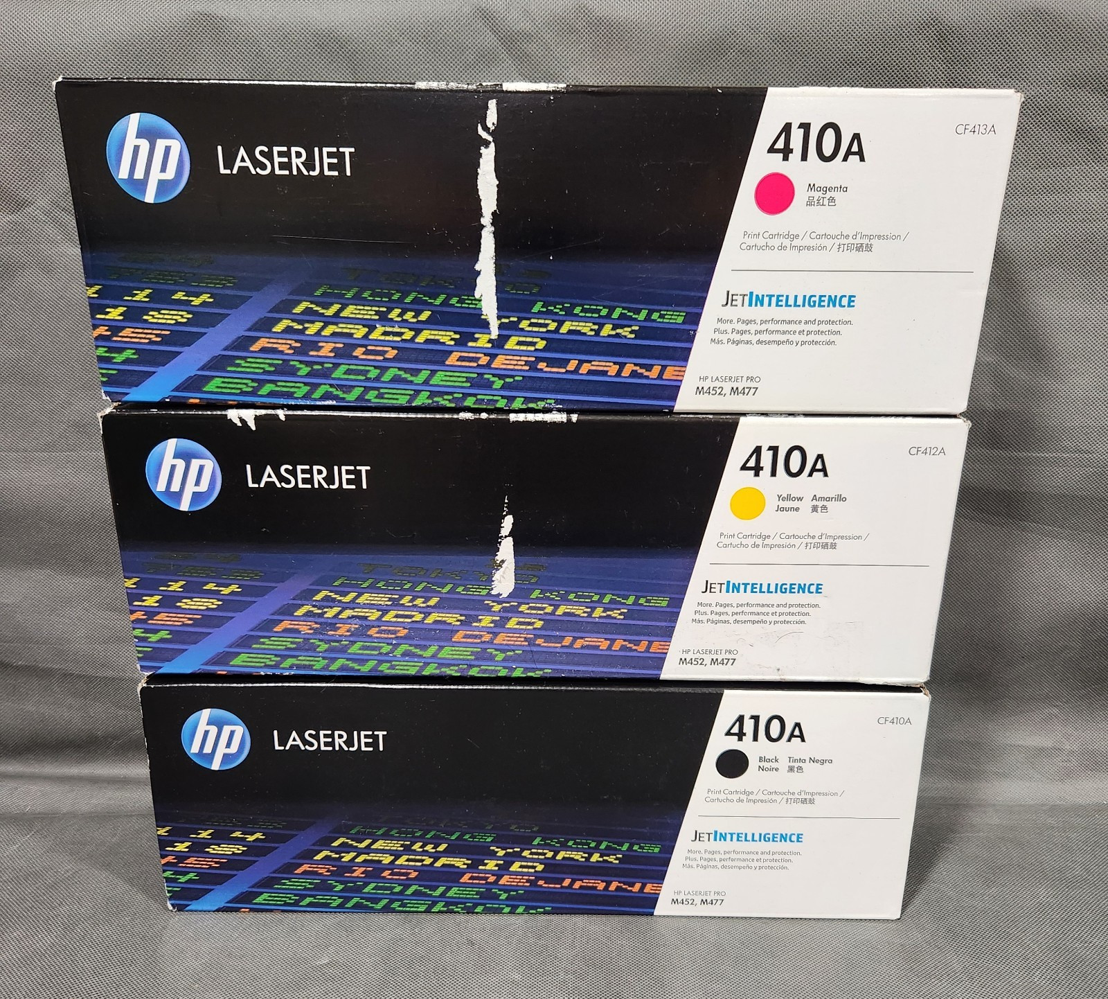 Genuine HP 41A Toner Cartridge Lot of 3 (Black/Magenta/Yellow EXP 2017, 2019