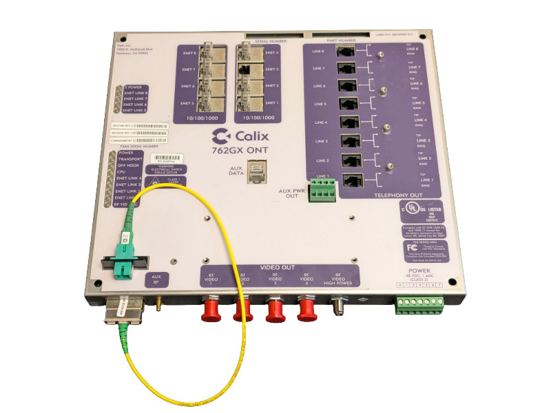 Calix 762GX ONT-100-01486 Rev 13-8 POTS lines-8 GE ports- 4 RF Video Ports