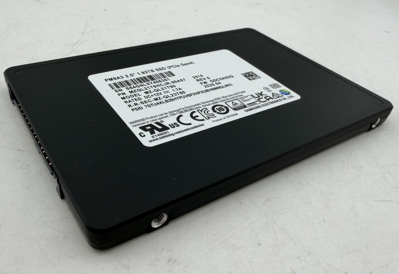 SAMSUNG PM9A3 2.5" 1.92TB SSD PCIE GEN4 ENTERPRISE GRADE SOLID STATE DRIVE