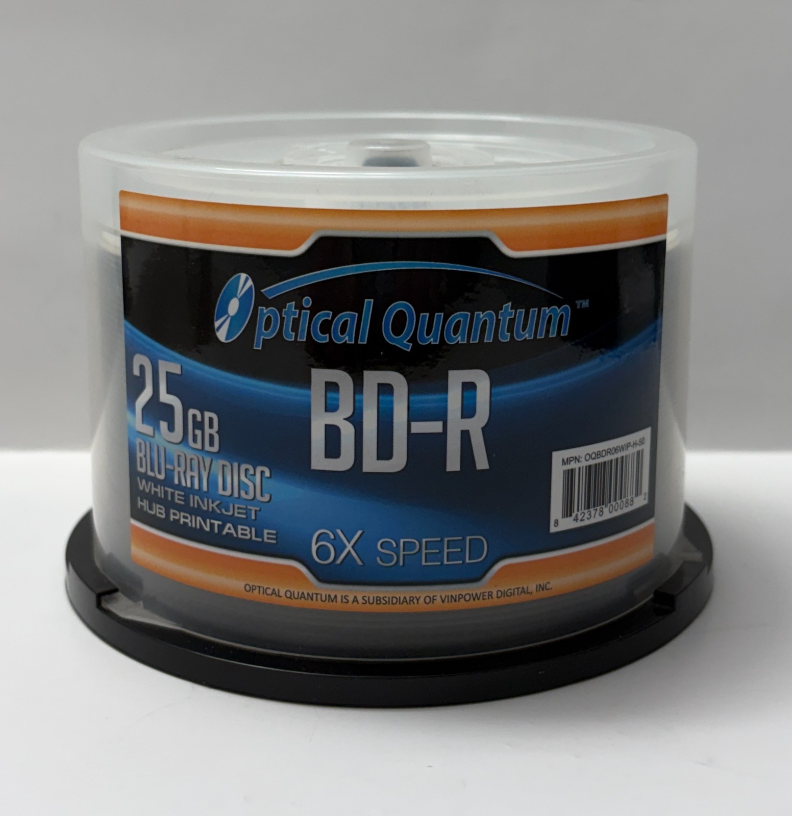 Optical Quantum BD-R 25GB 6X Blu-ray Discs White Inkjet Printable 50-Pack