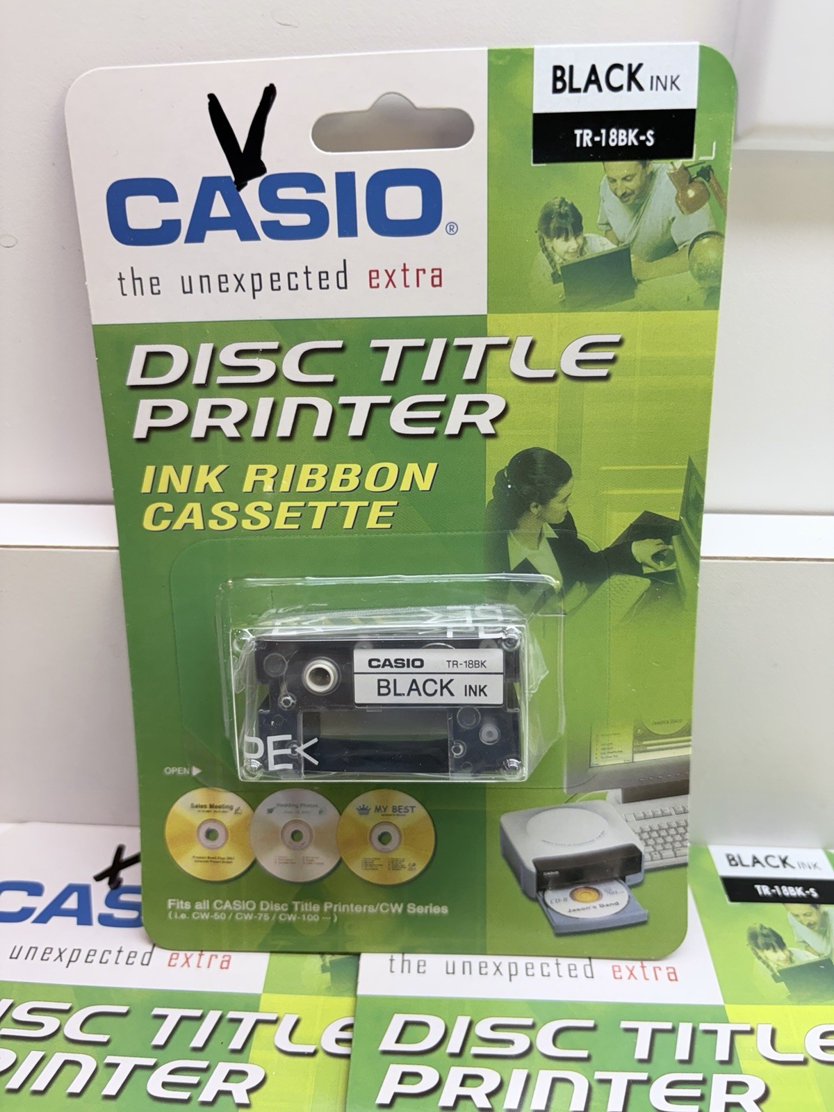 Casio TR-18BK-S Black Ink Disc Title Printer Ink Ribbon Cassette