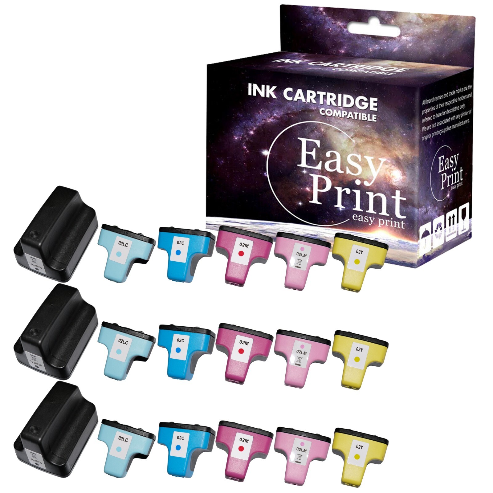 18PK replace for HP 02 Series Ink Cartridge for PhotoSmart 3108 3110 C6180