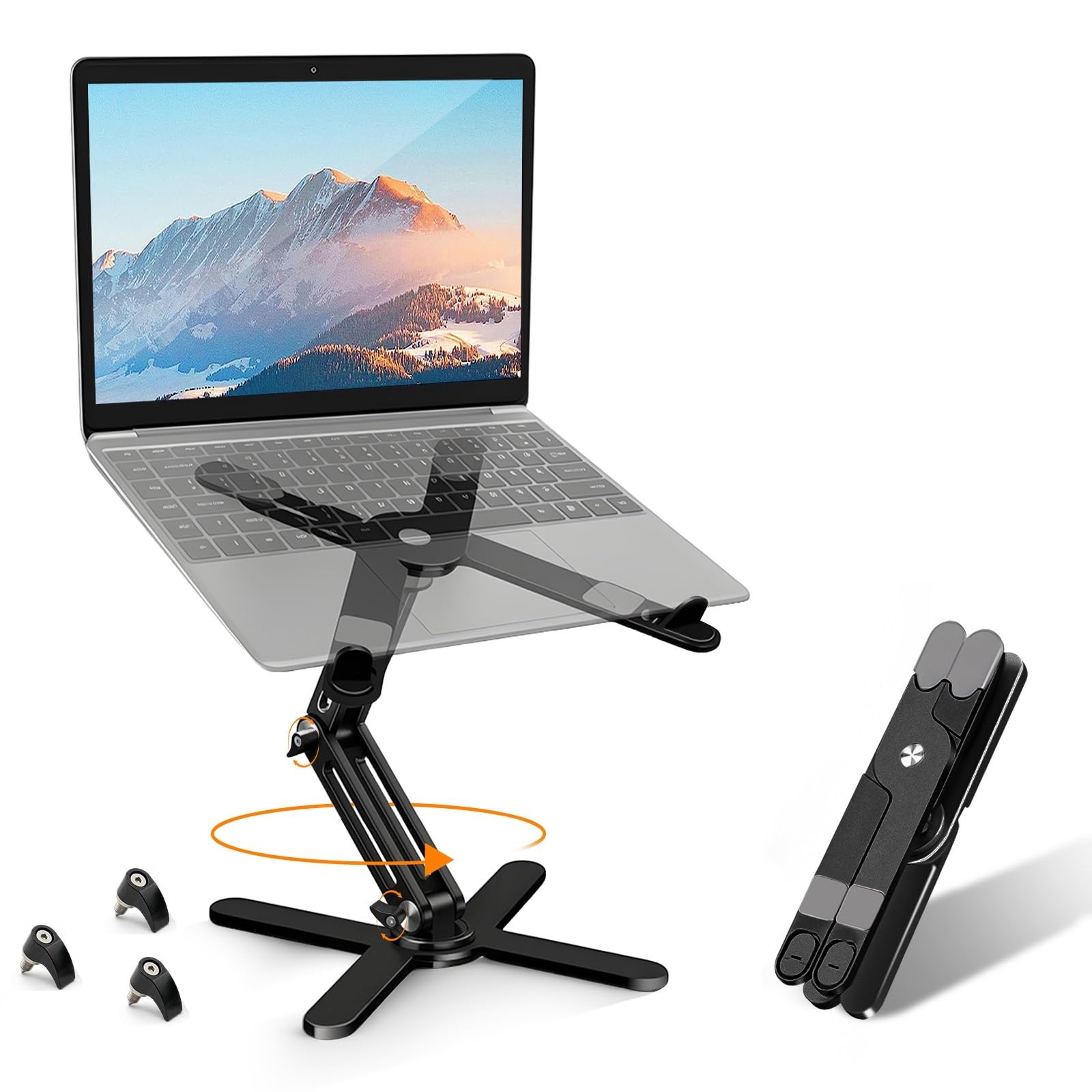 MOALLIA N86 360 Rotating Laptop Stand for Desk with Locking Knobs, Black