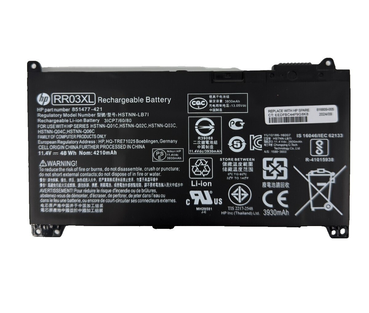 NEW OEM 48Wh RR03XL Battery For HP ProBook 430 440 450 455 470 G4 G5 851477-421