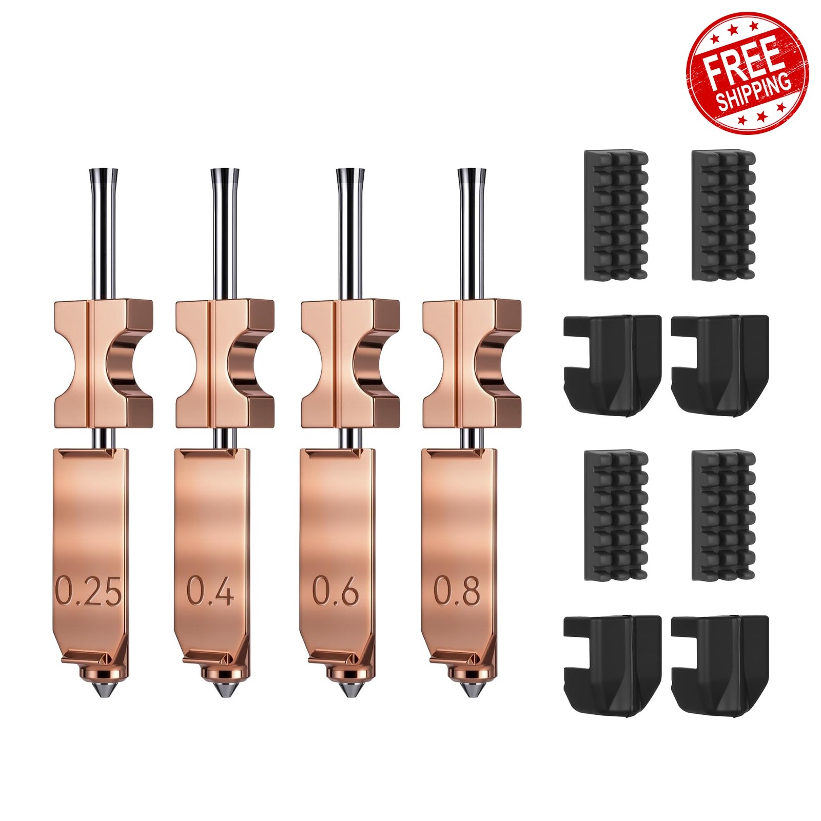 Unitak3d 4pcs 0.25mm 0.4mm 0.6mm 0.8mm ad5x nozzle hotend