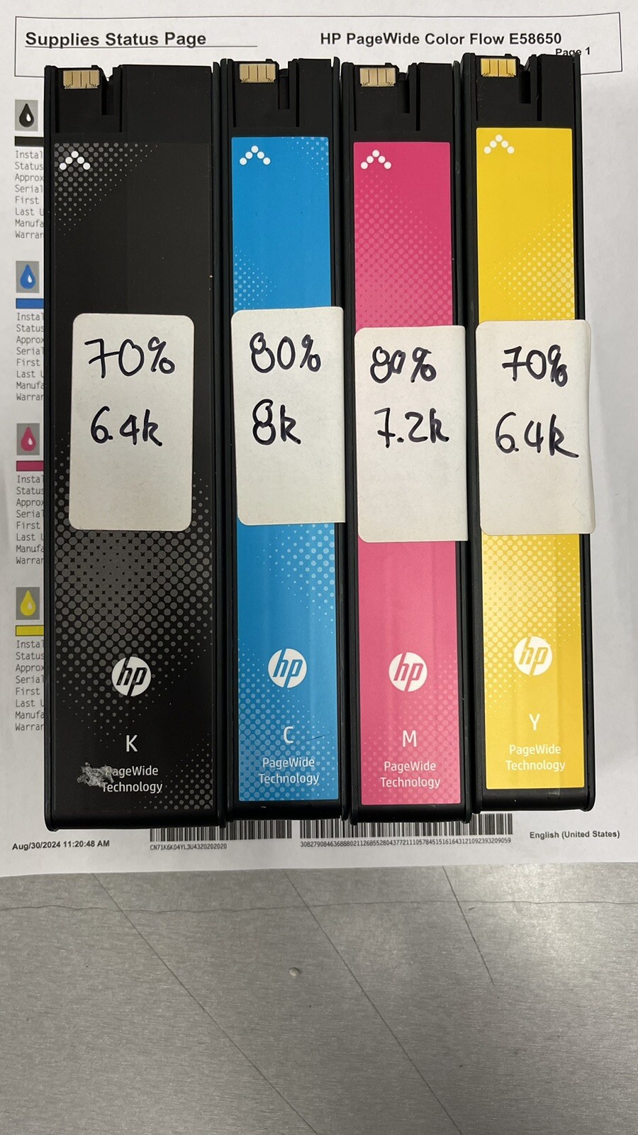 ✅Full Set K/C/M/Y✅70%- 80%✅HP OEM 981X HI-YLD INKS LOR09A/LOR10A/LOR11A/LOR12A