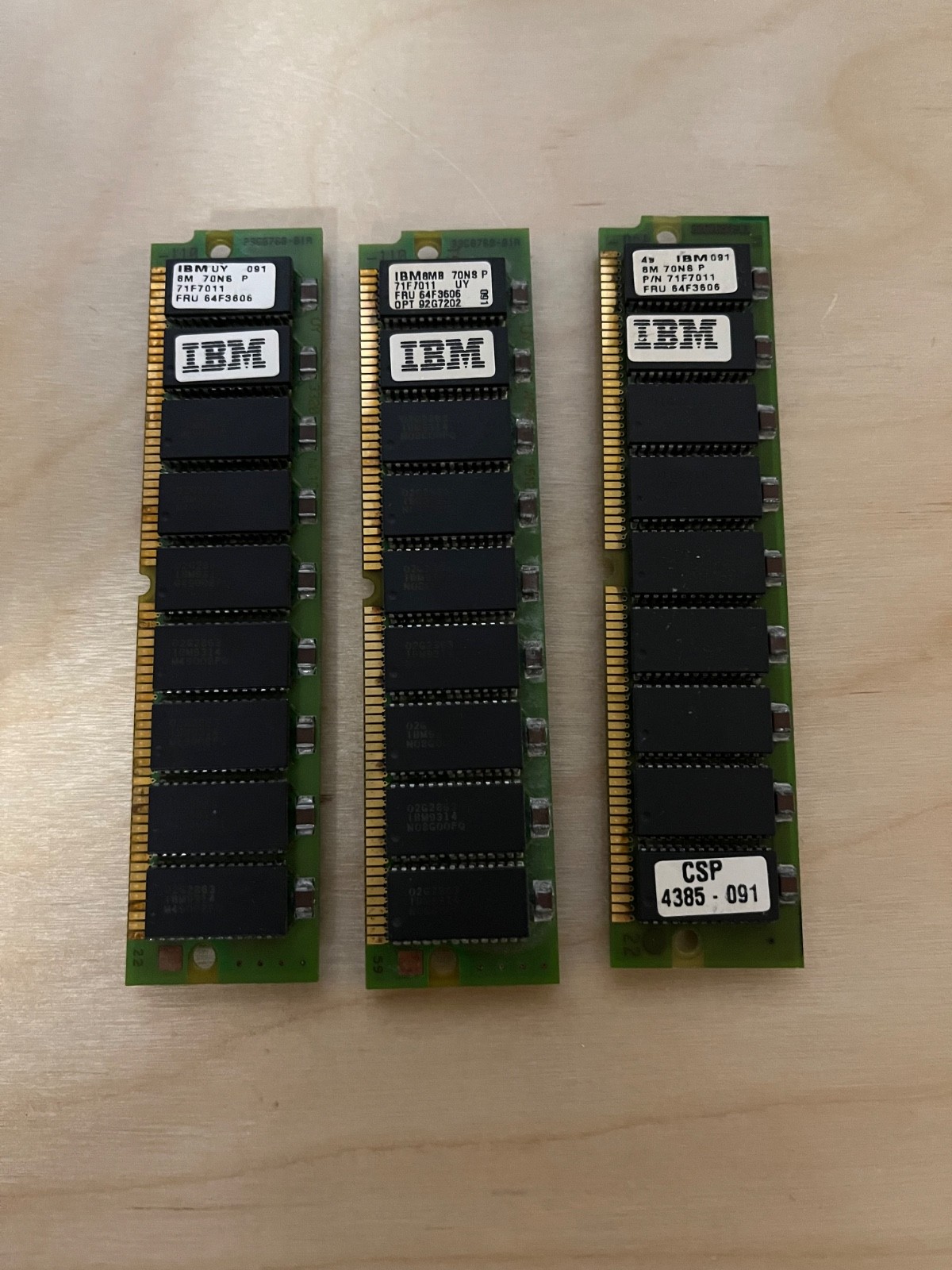3x Vintage IBM 71F7011 64F3606 8MB 70NS PS/2 SIMM RAM 72 pin Memory Untested
