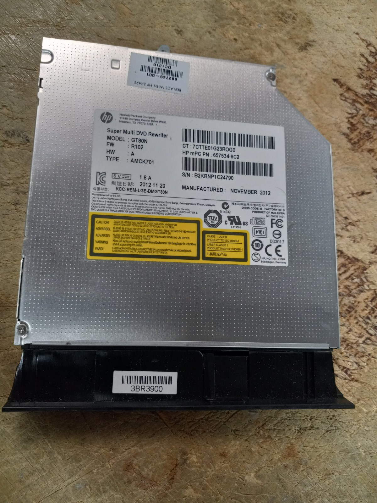 682749-001 657534-6C0 GT50N GENUINE HP DVD DRIVE W BEZEL G7-2235DX US SELLER