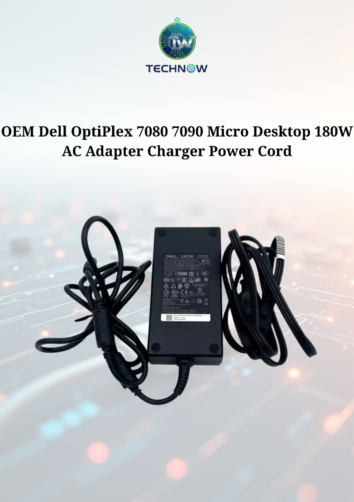 OEM Dell OptiPlex 7080 7090 Micro Desktop 180W AC Adapter Charger Power Cord
