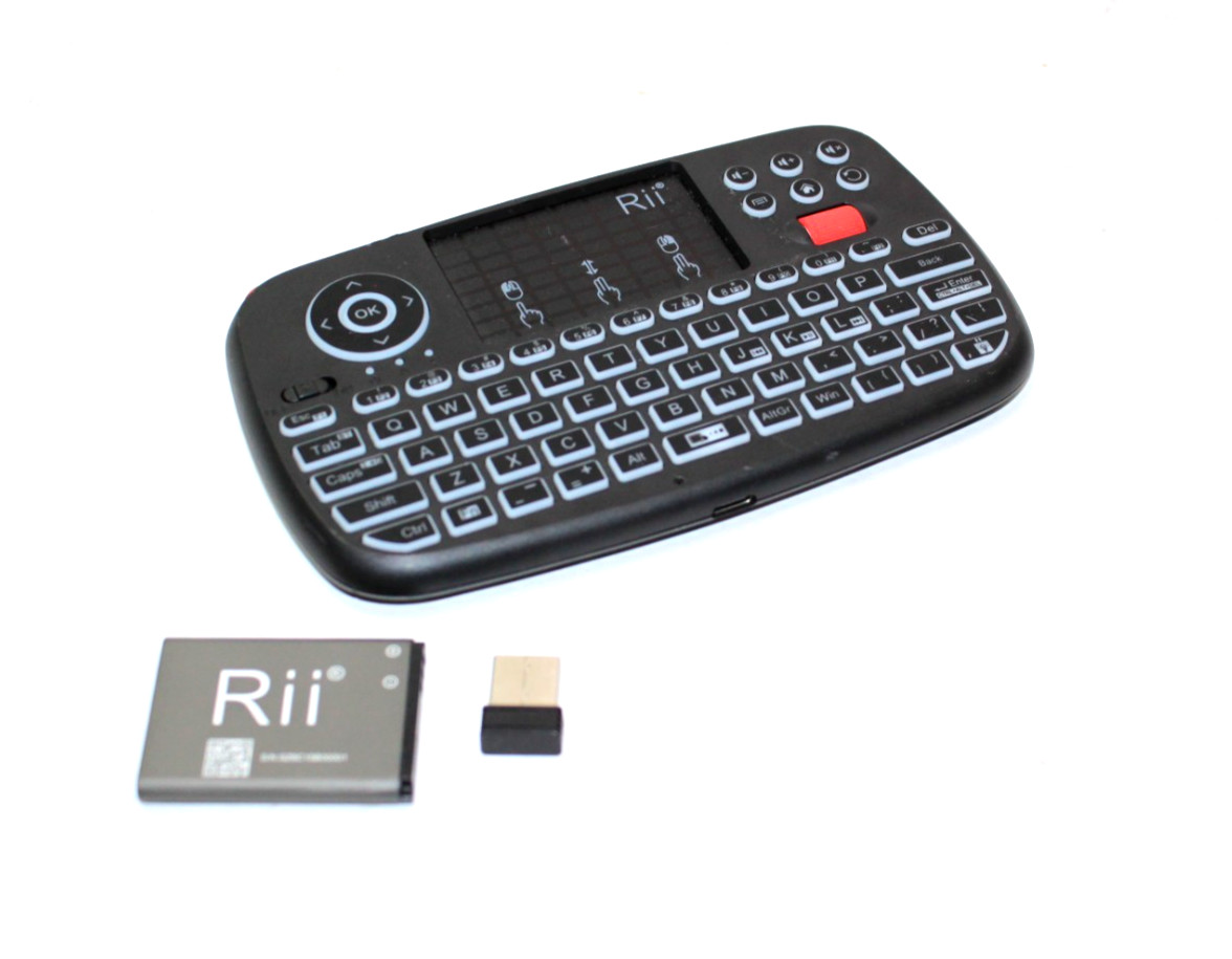  Rii i4 (Bluetooth + 2.4GHz) Blacklit Portable Mini Keyboard with Scroll wheel