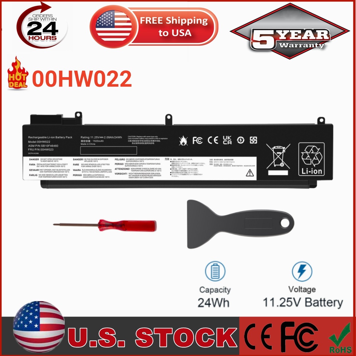 🔥LOT 00HW022 BATTERY FOR LENOVO Thinkpad T460s T470s Series 00HW023 SB10F46461