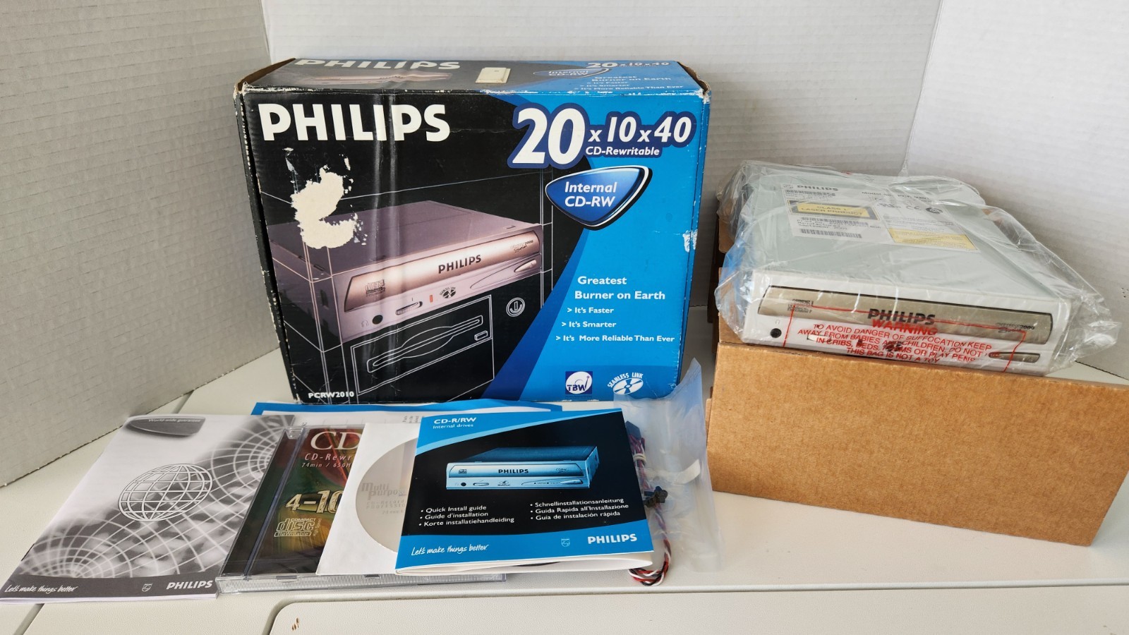 NOB Vintage Philips PCRW2010 CD Rewritable RW Internal IDE Optical Disc Drive