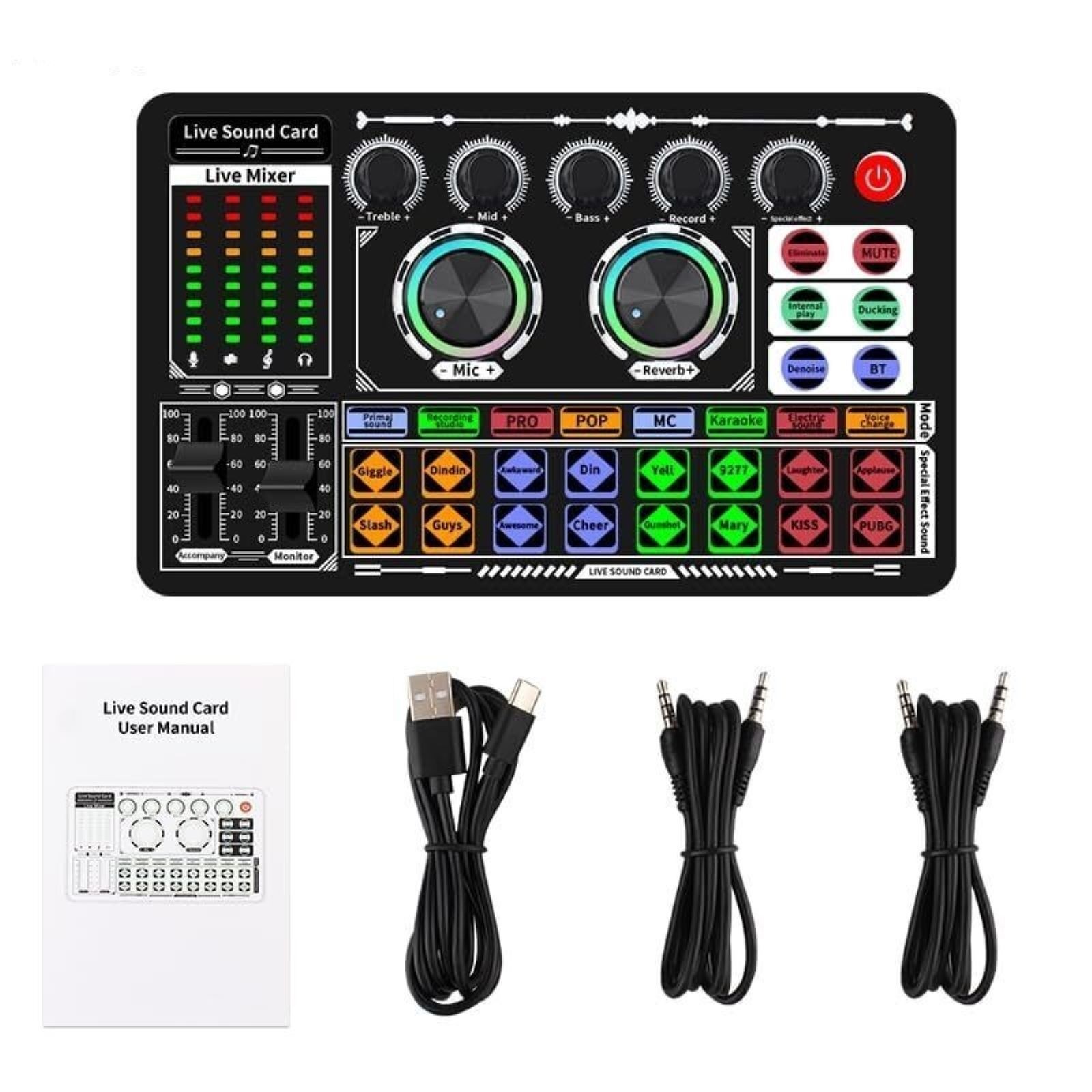 For Live Steaming For Podcasts F999 Live Sound Card Multi-platform Compatibility