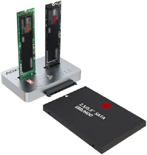 M.2 Duplicator SATA to Nvme SSD Cloner Docking Staion for Nvme + M.2 NGFF and 2.