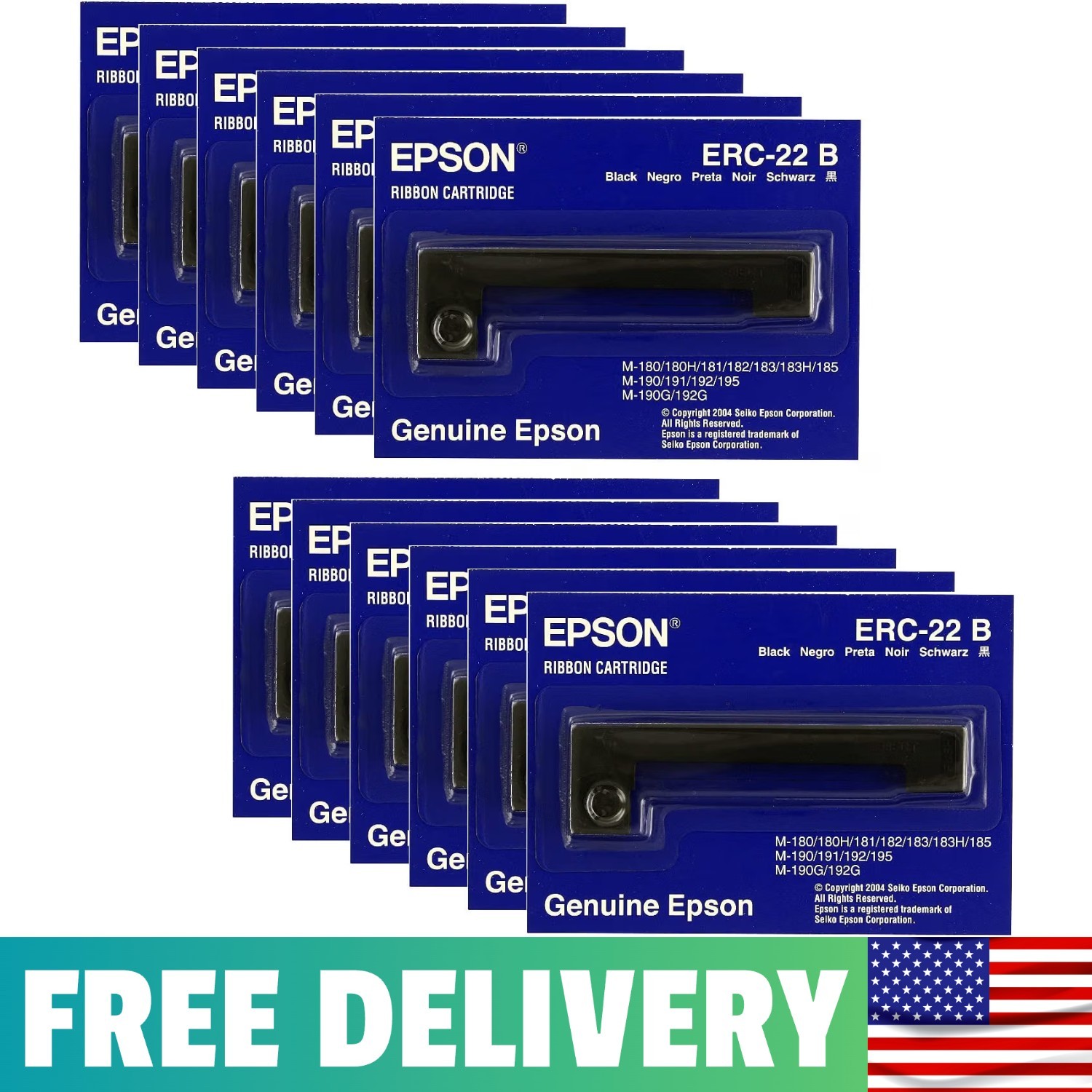 Genuine ERC-22B 12-Pack Black Ribbon Cartridge For M-180 M-181 M-183 M-185