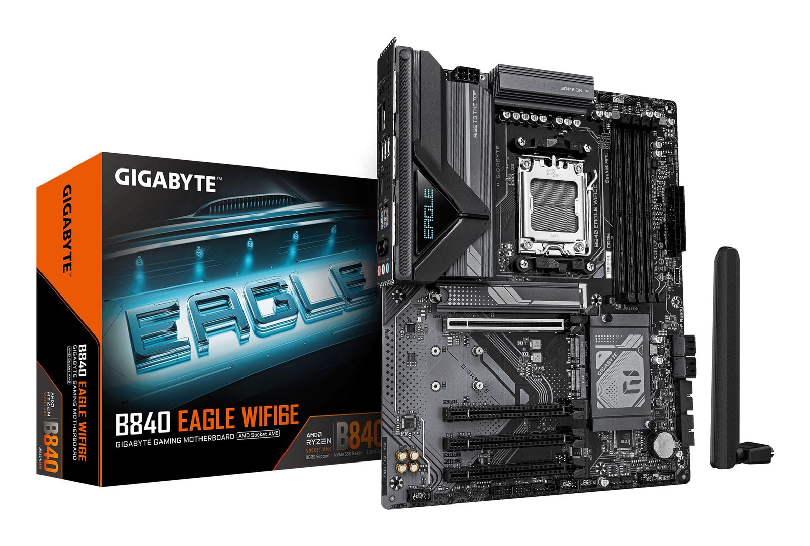 GIGABYTE B840 EAGLE WIFI6E Motherboard - AMD Ryzen 9000 CPUs, 8+2+2 Phases VRM,