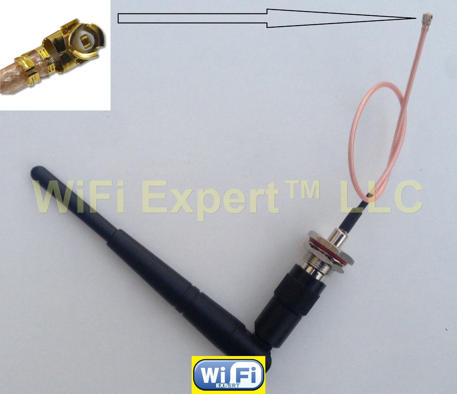 1 x Dual Band WiFi 5dBi Antenna TNC 2.4Ghz 5Ghz with 8" U.Fl IPX Cable RG178 USA