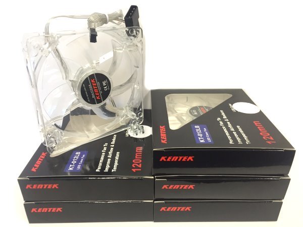 LOT of 5 PC Kentek 120mm 12cm White 4x LED LEDs Case Power Supply Fan 3 /4 Pin