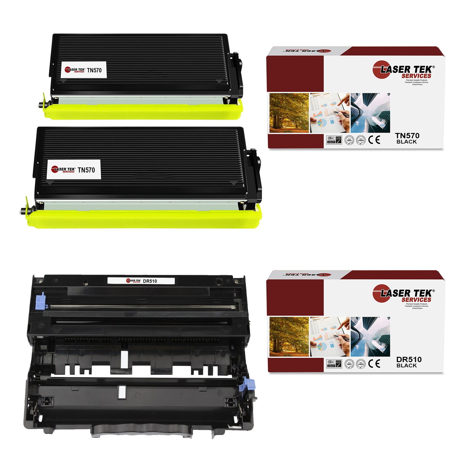3Pk LTS TN-570 DR-510 Compatible for Brother HL5140 5150D Toner and Drum Unit
