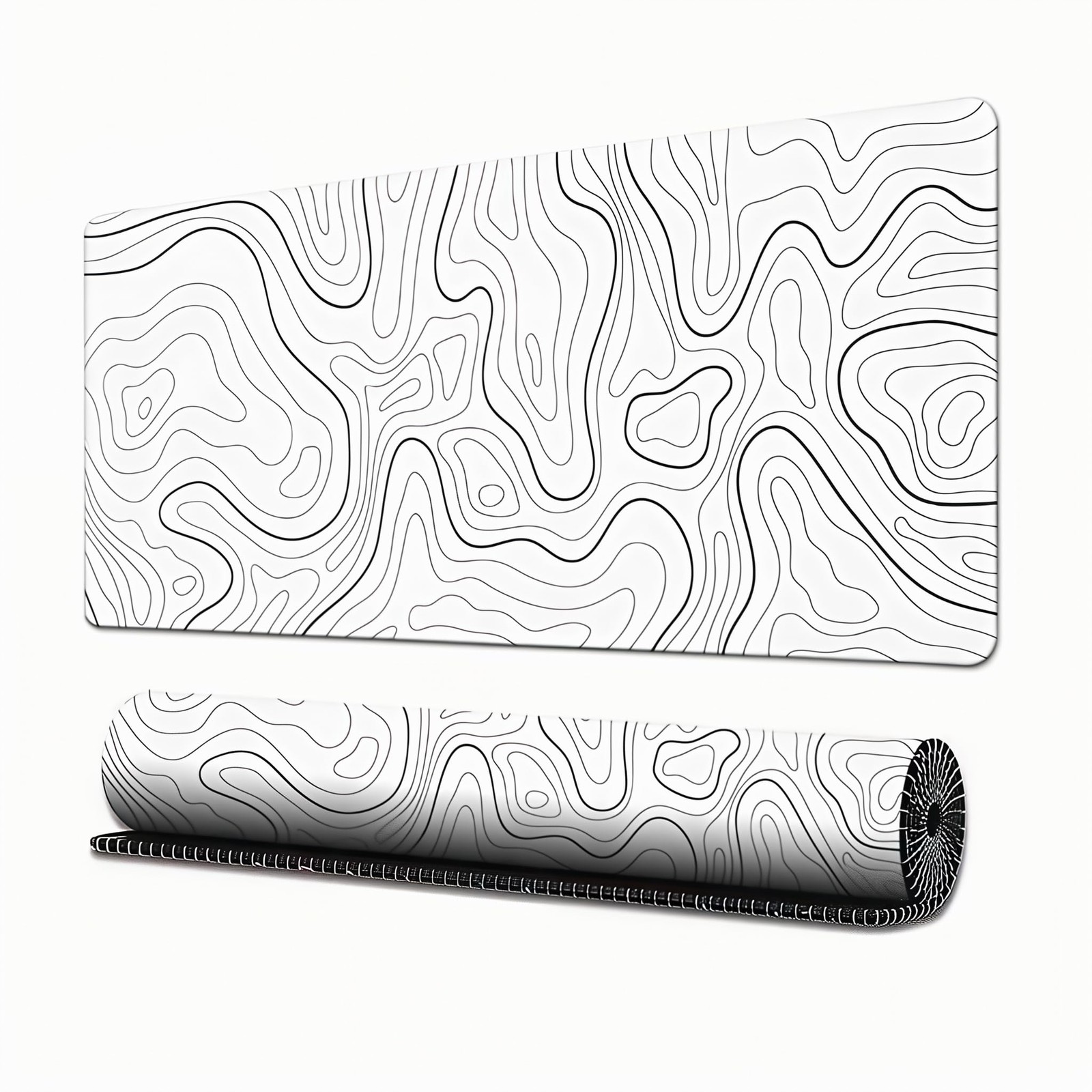Large Gaming Pad, White Topographic Mousepad Desk Mat for Gaming Office, Long...