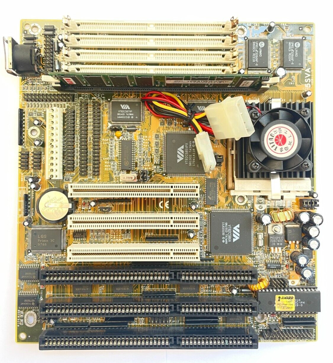 Zida 5SVA ver: 1.3 Socket 7 Baby AT Motherboard w/ CPU and RAM Tested Working