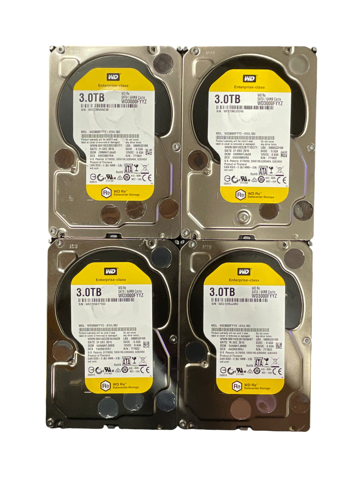 Lot Of 4x Western Digital WD3000FYYZ 3.5" 3TB Enterprise Hard Drive  #26
