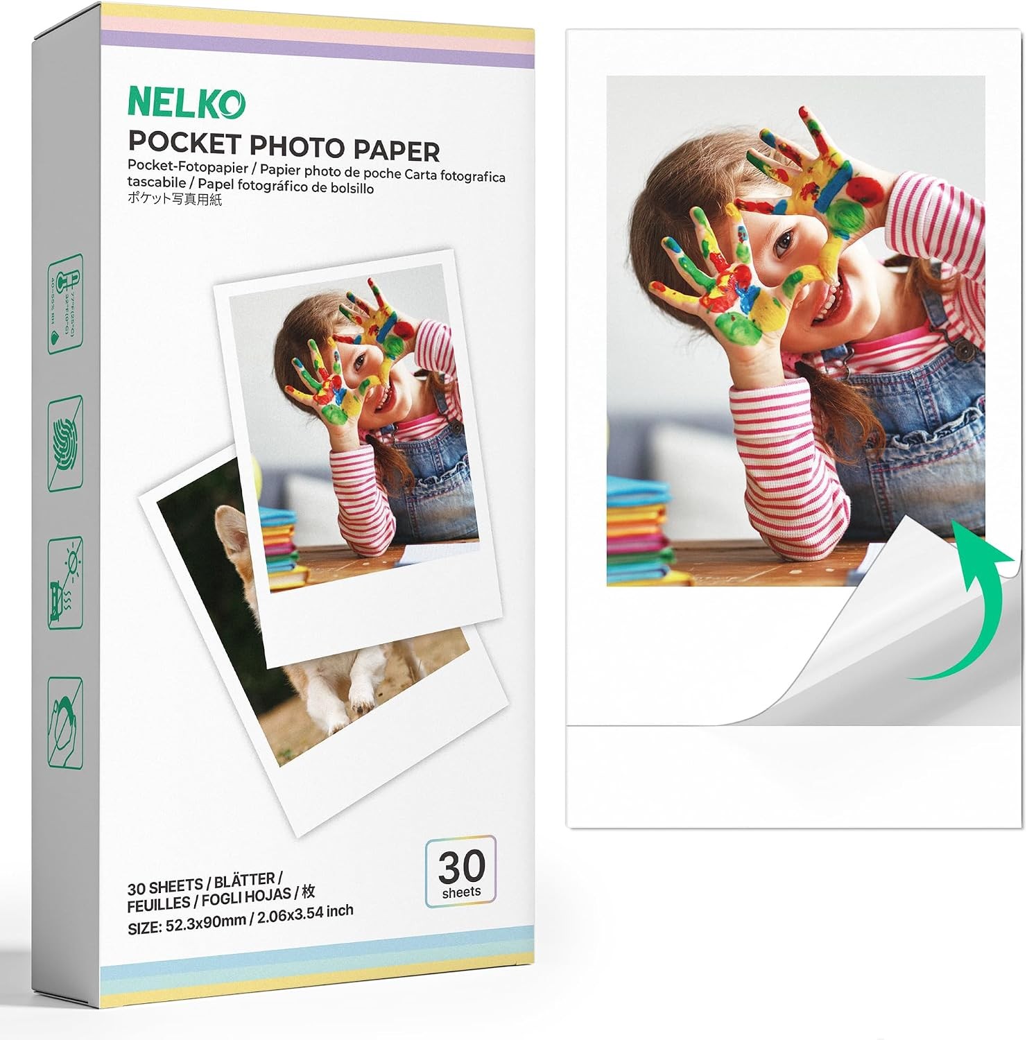 2x3 Premium Sticky-Backed Photo Paper, 30-Pack Photo Paper, White