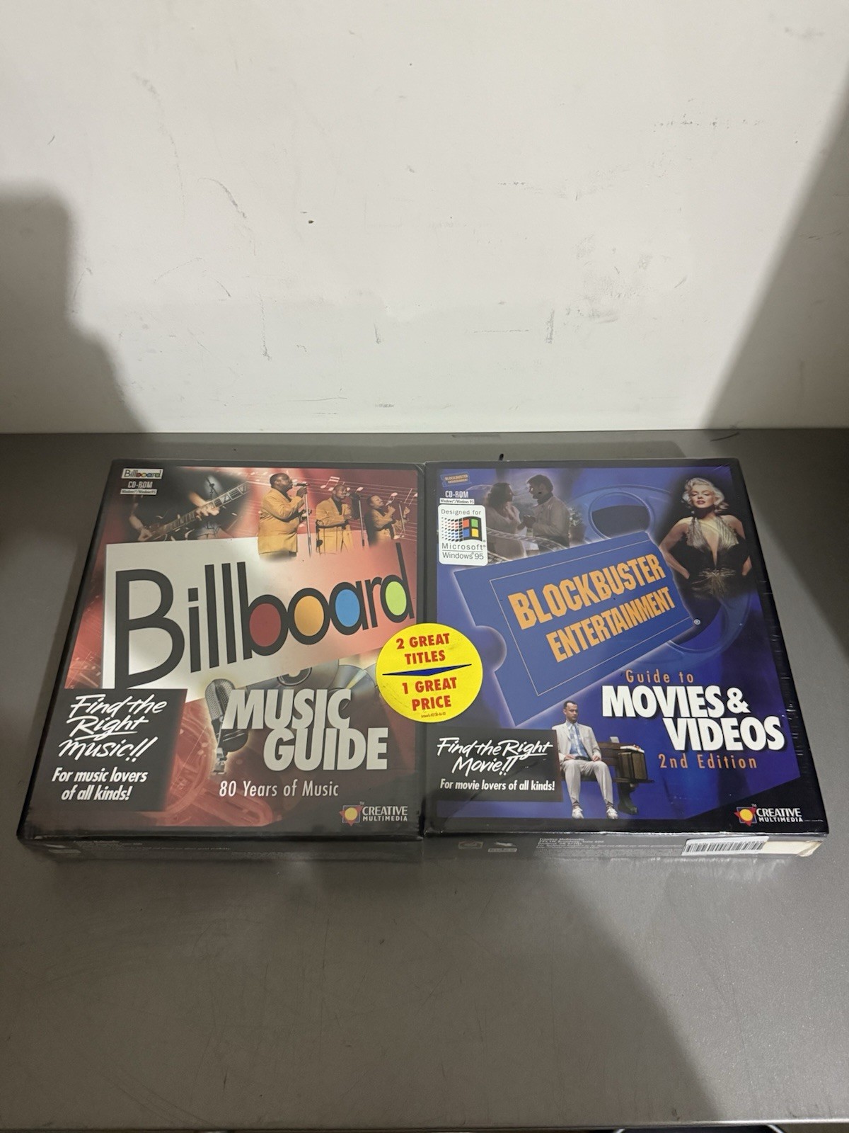 VINTAGE SEALED Billboard Music & Blockbuster Movies Guide CDWindows 95 History 