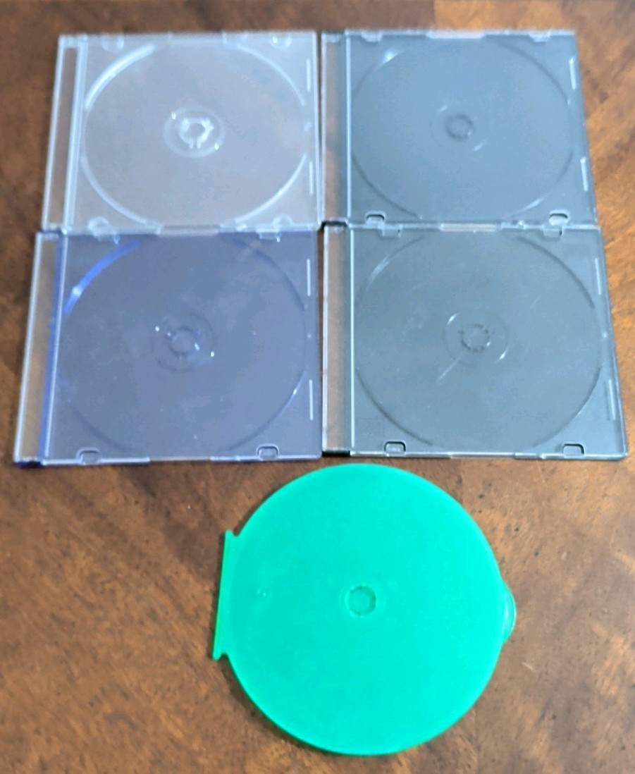 Standard Jewel Case for CD, Clear and Black Plastic, Empty Single Cases, Lot: 5
