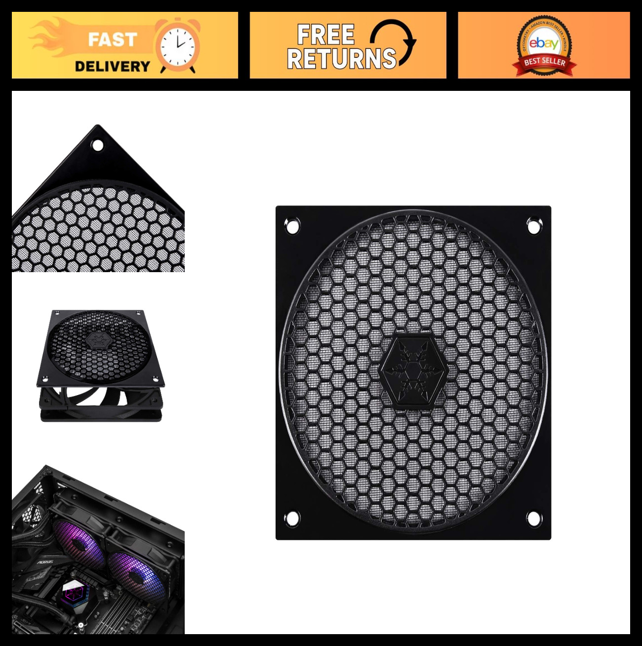 Technology 120mm Fan Filter with Honeycomb Grille SST-FF121B-USA-2Pack